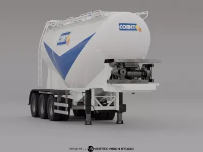 Cement Tanker Semi-Trailer 3D model