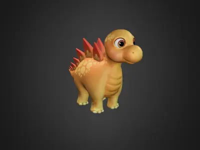 Asset - Cartoons - Dinosaur Stegosaurus Rigged 3D model