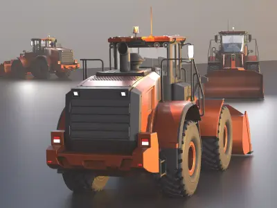 Wheel Loader Copper Brown Low-poly 3D model