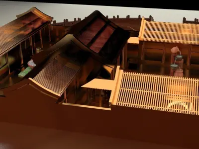 Chinese courtyard house 3D model 4