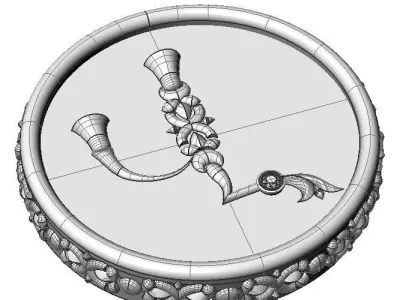 Brooche with armenian letter V 3D print model
