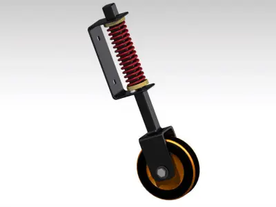 Heavy Duty Spring Loaded Gate Wheel Free 3D model