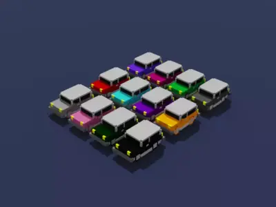 Cubic Cars Low-poly 3D model