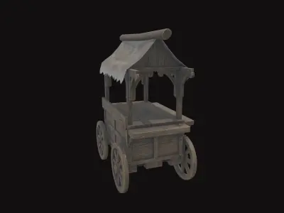Medieval Cart V08 Low-poly 3D model