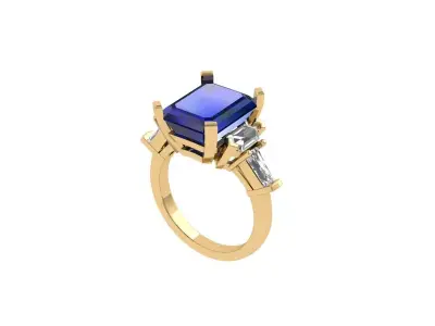 Emerald Solitaire Ring 3D print model 52