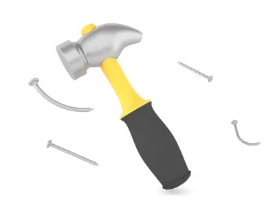 Hammer With Nails 3D model