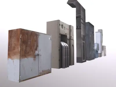 Industrial Factory Set  Low-poly 3D model