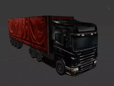 Realistic Heavy Truck with beige trailer Low-poly 3D model by VIREXON