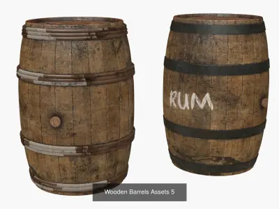 Wooden Storage Assets Collection 01 3D Model Pack