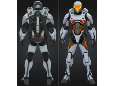 Cybernetic Robot Soldier Low-poly 3D model