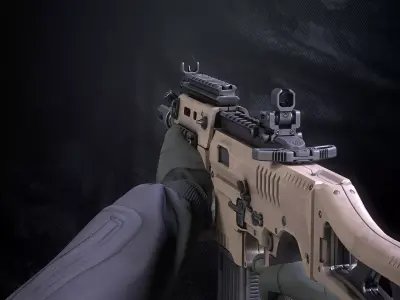 SM-K Assault Rifle With Hands And Weapon Case Low-poly 3D model