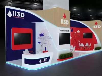 Exhibition Stand Stall Two Side Open 12X3 3D model
