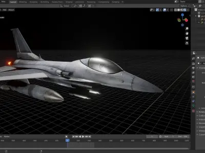 Fighter Jet with Fire mesh Free 3D model