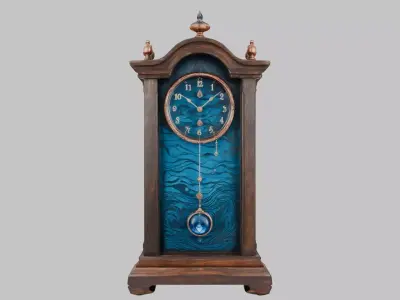 Ancient Vintage Victorian Wall Wooden Clock Pendulum Low-poly 3D model