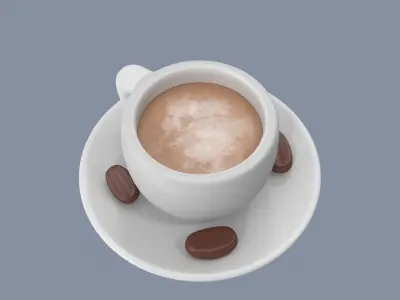 Coffee Cup and Beans 3D model