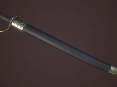 Pirates Cutlass Sword And Sheath Low-poly 3D model