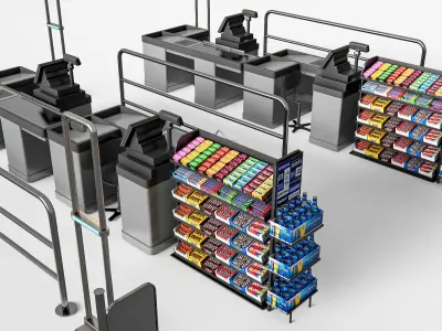 Supermarket Shop Store Elements checkout 1 3D model