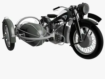 Zundapp K800 1933 Sidecar 3D model