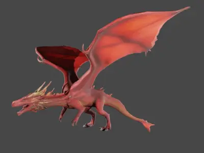 Red Flying dragon Free 3D model