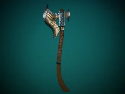 Stylized Warrior Axe GameReady Free low-poly 3D model purchase
