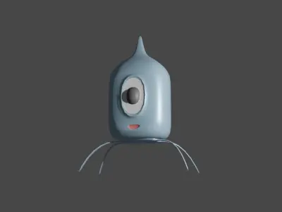 Robot 1 eye rigged animated and game ready Low-poly 3D model