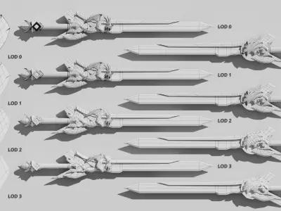 DA W1 01 Twylin Blade - dual wield sword with buckler Low-poly 3D model