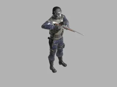 gun download with human and rig free Low-poly 3D model