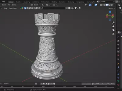 Medieval Rook Chess Piece 3D print model