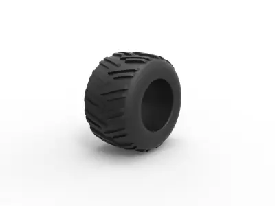 Old school pulling truck tire 3 Scale 1 to 25 3D print model