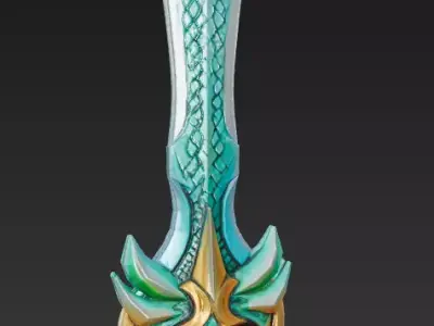 Stylized Fantasy Sword 3D Model-Decorative Weapon Sculpture 3D model
