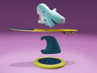 shark playing serf Free 3D model