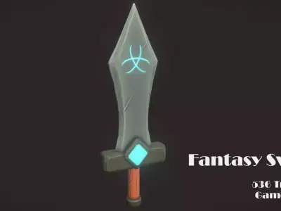 Fantasy Sword Low-poly 3D model 7