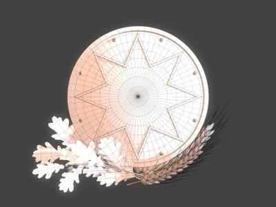 National emblem of Azerbaijan Low-poly 3D model