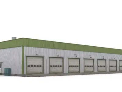 Garage industrial building Low-poly 3D model