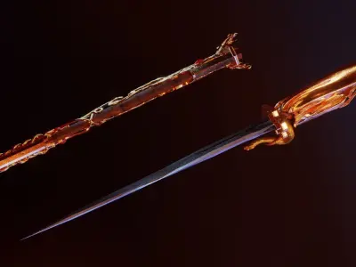 Skeleton ornamented dagger 3D model