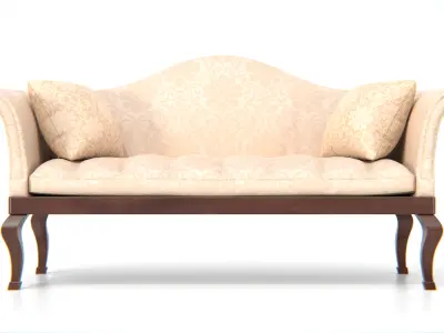 Vintage Camelback Settee Sofa Low-poly 3D model