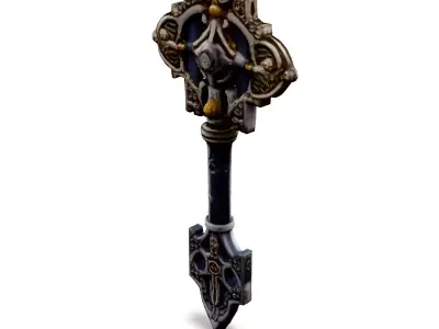Ornate Antique Key 3D Model Low-poly 3D model