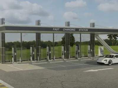 Electric Vehicle Charging Station 3D model buy
