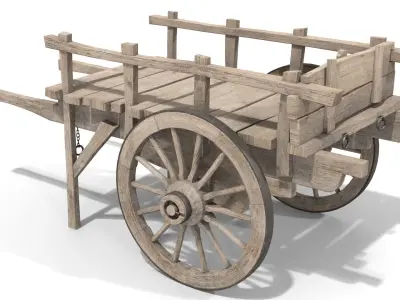 Wooden Trader Cart Low-poly 3D model
