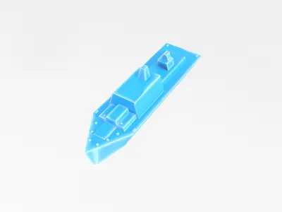 Cartoon Simple Warship v1 011 Low-poly 3D model