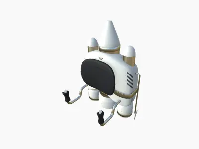 Jetpack D05 White Aluminum - SciFi Character Design Low-poly 3D model
