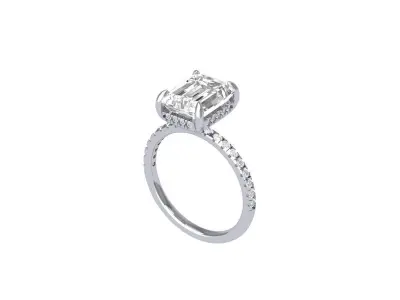 Emerald Solitaire Ring 3D print model 32