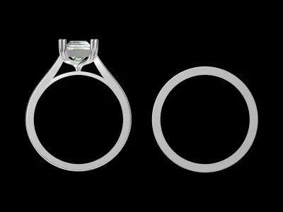 Baguette Ring Bridal Set 3D print model