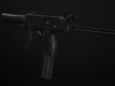 mp9 submachine pistol Low-poly 3D model
