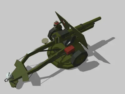 25-pdr-MK military vehicle Low-poly 3D model