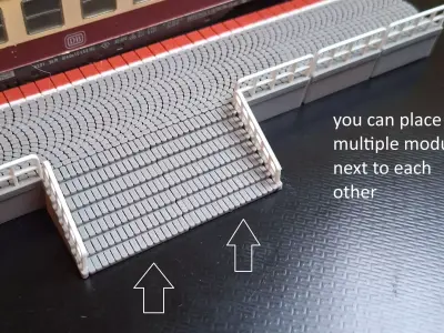 Single Edge Platform side stairs 1-87 FDM color 3D print model