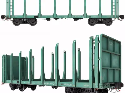 Flatcar 13-198 for timber 3D model