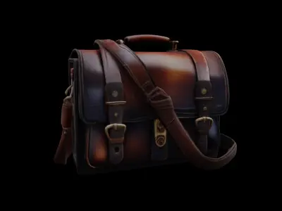 Vintage Leather Satchel with Buckle Detailing  3D Model 3D model