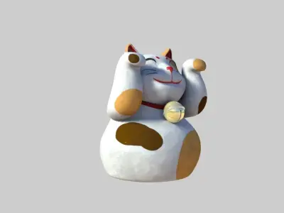 Maneki-neko cartoon cat 3D model