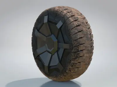 Dirty Tesla Cybertruck Wheel Low-poly 3D model